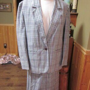 Preppy Vtg Pendleton Sophisticate Skirt suit blue plaid sz 8